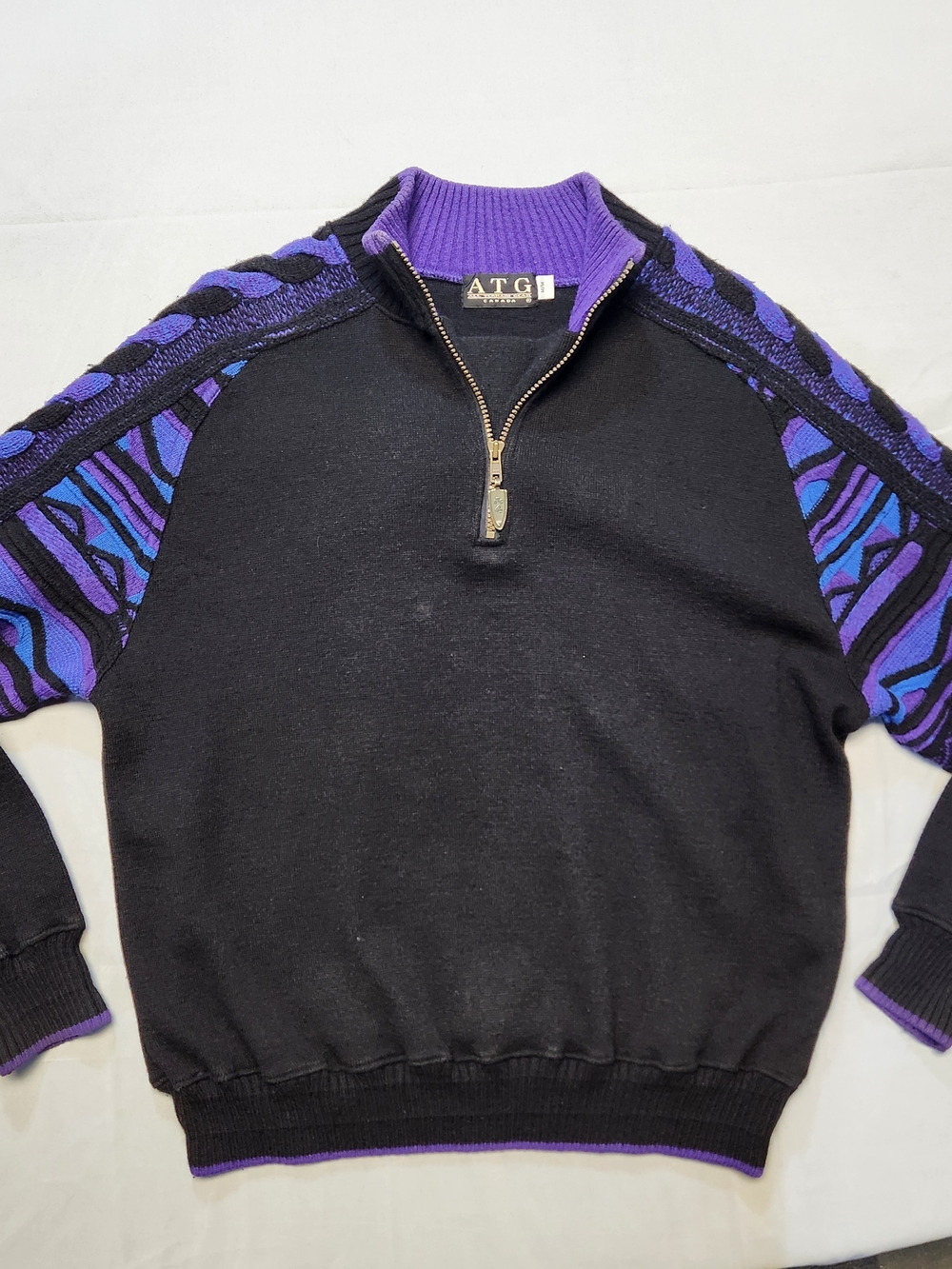 Vintage ATG All Terrain Gear Coogi-esque 1/4 Zip Pullover Size Medium Wool Y2K